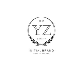 Y Z YZ Beauty vector initial logo, handwriting logo of initial signature, wedding, fashion, jewerly, boutique, floral and botanical with creative template for any company or business.