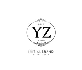 Y Z YZ Beauty vector initial logo, handwriting logo of initial signature, wedding, fashion, jewerly, boutique, floral and botanical with creative template for any company or business.