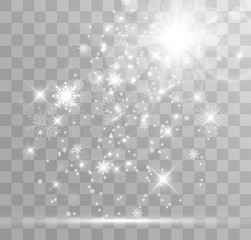  Snowfall. A lot of snow on a transparent background. Christmas winter background. Snowflakes falling from the sky.