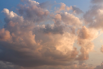 Beautiful light clouds in blue summer sky