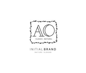 A O AO Beauty vector initial logo, handwriting logo of initial signature, wedding, fashion, jewerly, boutique, floral and botanical with creative template for any company or business.