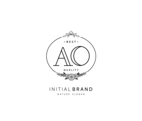 A O AO Beauty vector initial logo, handwriting logo of initial signature, wedding, fashion, jewerly, boutique, floral and botanical with creative template for any company or business.