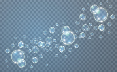  White beautiful bubbles on a transparent background vector illustration. Bubble.
