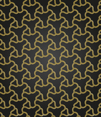 Seamless ornament. Modern background. Geometric modern pattern with black and golden colors