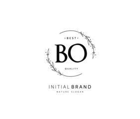 B O BO Beauty vector initial logo, handwriting logo of initial signature, wedding, fashion, jewerly, boutique, floral and botanical with creative template for any company or business.