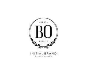 B O BO Beauty vector initial logo, handwriting logo of initial signature, wedding, fashion, jewerly, boutique, floral and botanical with creative template for any company or business.