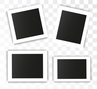  Realistic vector photo frame on a transparent background. Set of photos for illustration.