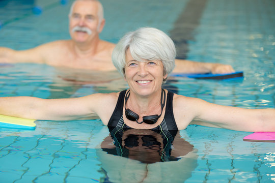 middle aged woman in swimming pool