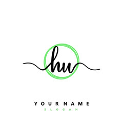 HU Initial handwriting logo vector