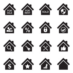 Real Estate Icons. Set 3. Black Flat Design. Vector Illustration.