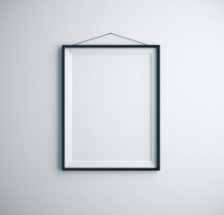 Blank placard on a concrete wall