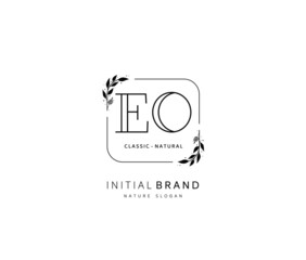 E O EO Beauty vector initial logo, handwriting logo of initial signature, wedding, fashion, jewerly, boutique, floral and botanical with creative template for any company or business.