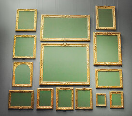 Set of golden picture frames