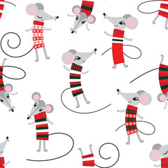 dancing mice. seamless pattern