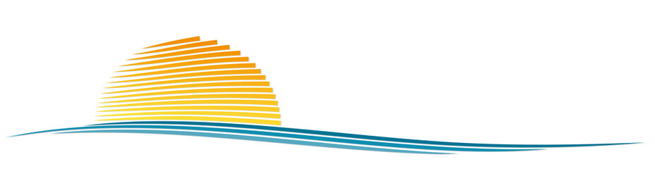 Sun and Blue Wave Symbol. 
