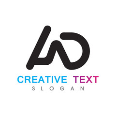 Creative initial AD logo. Abstract business design