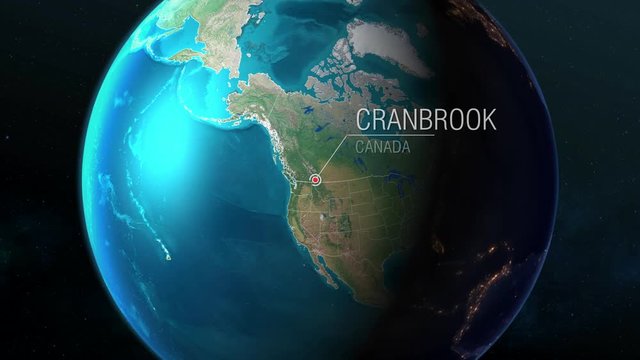 Canada - Cranbrook - Zooming from space to earth