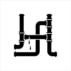 Broken Pipe Icon, Leakage In Pipe