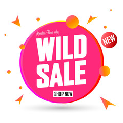 Wild Sale, banner design template, crazy offer, discount tag, promotion app icon, vector illustration