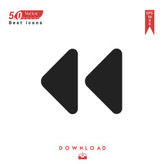 black rewind-button icon. vector isolated on white background. Graphic design, material design, 2019 year best selling icons, mobile application, UI / UX design, EPS 10 format vector