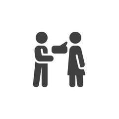 Couple conversation vector icon. filled flat sign for mobile concept and web design. Man and woman talk glyph icon. Symbol, logo illustration. Vector graphics