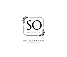 S O SO Beauty vector initial logo, handwriting logo of initial signature, wedding, fashion, jewerly, boutique, floral and botanical with creative template for any company or business.