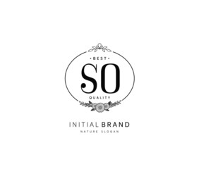 S O SO Beauty vector initial logo, handwriting logo of initial signature, wedding, fashion, jewerly, boutique, floral and botanical with creative template for any company or business.