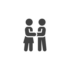 People relationship vector icon. filled flat sign for mobile concept and web design. Couple holds hands each other glyph icon. Symbol, logo illustration. Vector graphics