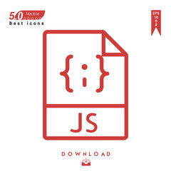 Outline javascript file-type icon vector isolated on white background. Graphic design, material design, 2019 year best selling icons, mobile application, UI / UX design, EPS 10 format vector