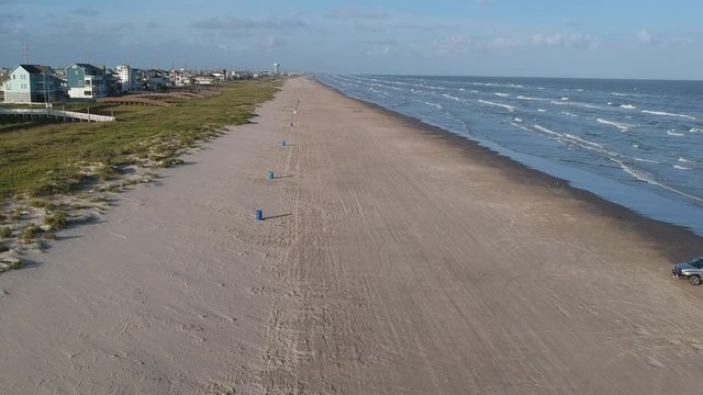 Drone footage of Galveston beach in Galveston Texas