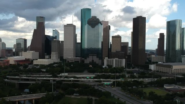 Drone Footage Of Downtown Houston Skyline