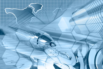 Mail signs, table and map