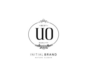 U O UO Beauty vector initial logo, handwriting logo of initial signature, wedding, fashion, jewerly, boutique, floral and botanical with creative template for any company or business.