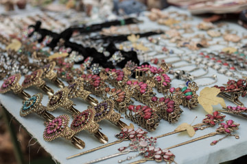 Jewelry on the counter of the Eastern Bazaar