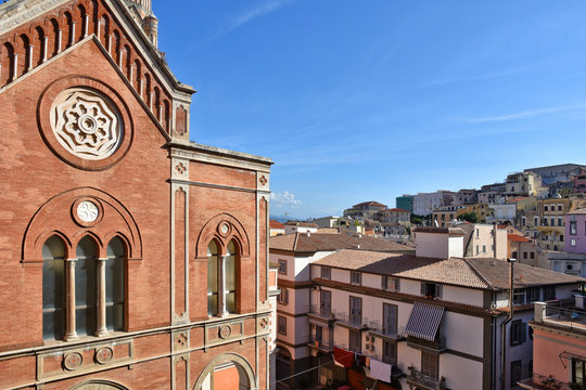 Gaeta, Italy, 10/19/2019. Image of the exterior of the cathedral and its bell tower in a town in the Lazio region, Italy.