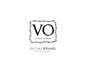 V O VO Beauty vector initial logo, handwriting logo of initial signature, wedding, fashion, jewerly, boutique, floral and botanical with creative template for any company or business.