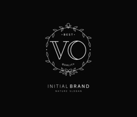 V O VO Beauty vector initial logo, handwriting logo of initial signature, wedding, fashion, jewerly, boutique, floral and botanical with creative template for any company or business.