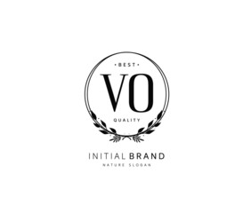 V O VO Beauty vector initial logo, handwriting logo of initial signature, wedding, fashion, jewerly, boutique, floral and botanical with creative template for any company or business.