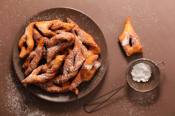 french bugne, angels wings with sugar