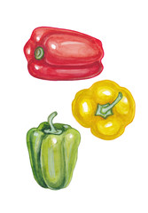 Three peppers isolated on white background.