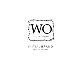 W O WO Beauty vector initial logo, handwriting logo of initial signature, wedding, fashion, jewerly, boutique, floral and botanical with creative template for any company or business.