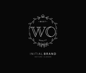 W O WO Beauty vector initial logo, handwriting logo of initial signature, wedding, fashion, jewerly, boutique, floral and botanical with creative template for any company or business.