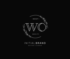 W O WO Beauty vector initial logo, handwriting logo of initial signature, wedding, fashion, jewerly, boutique, floral and botanical with creative template for any company or business.