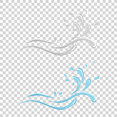 Water And Drop Icon - Blue wave and water splashe, wavy symbol of nature in motion vector Illustrations.