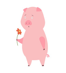 A vector illustration of pig. Domestic animal cartoon.