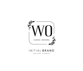 W O WO Beauty vector initial logo, handwriting logo of initial signature, wedding, fashion, jewerly, boutique, floral and botanical with creative template for any company or business.