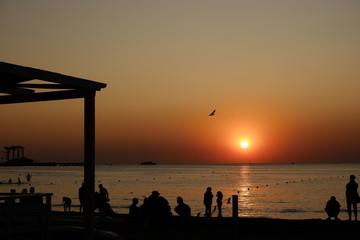 People watching sunset in Anapa, Russia an the Black Sea