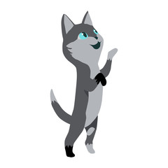 Cute cartoon kittie or cat with colored fur vector illustrations.