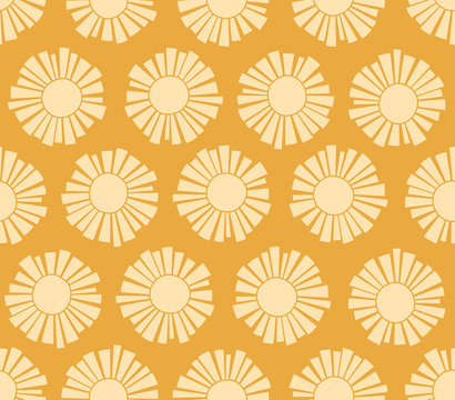 Japanese Golden Seaside Sunshine Seamless Pattern