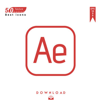 Outline after-effects file type  icon vector isolated on white background. Graphic design, material design, 2019 year best selling icons, mobile application, UI / UX design, EPS 10 format vector